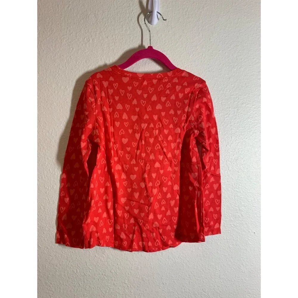 NWT Old Navy Heart Print Long Sleeve T-Shirts Toddler Girls Size 5T Red AC3